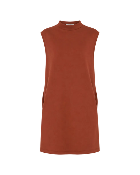 Scuba Cowl Neck Dress - Rust