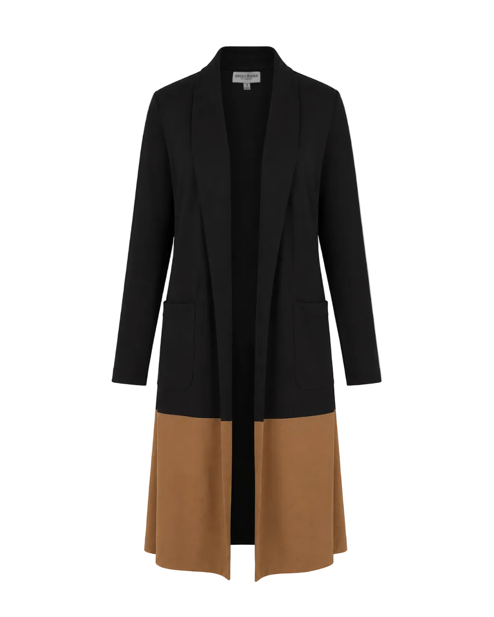 Ponte Knit Color Block Smoking Jacket - Black/Camel
