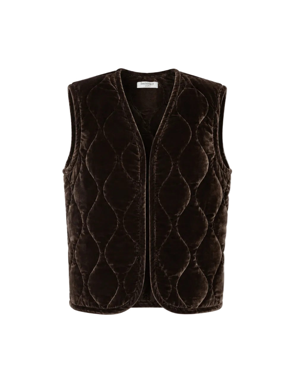 Waves Velvet Quilted Vest - Chocolate