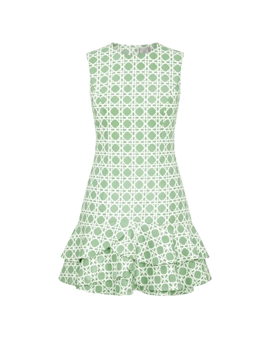 Brigid Mini Dress - Evergreen Lattice
