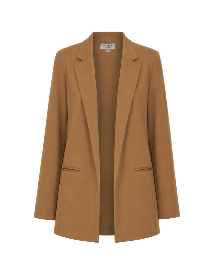 Ponte Knit Oversized Blazer - Camel
