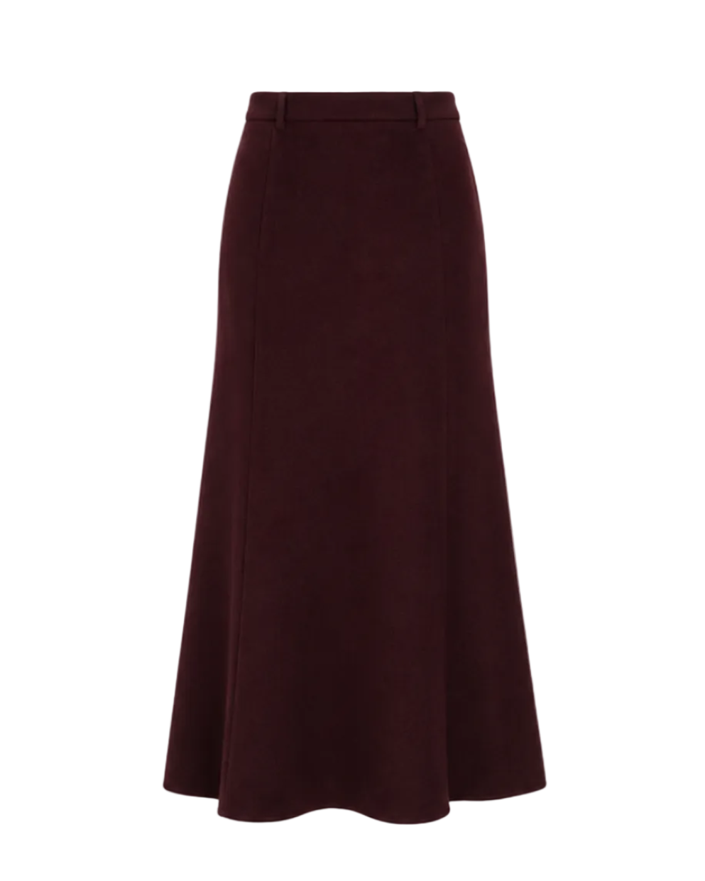 Wool Midi Trumpet Skirt - Burgundy