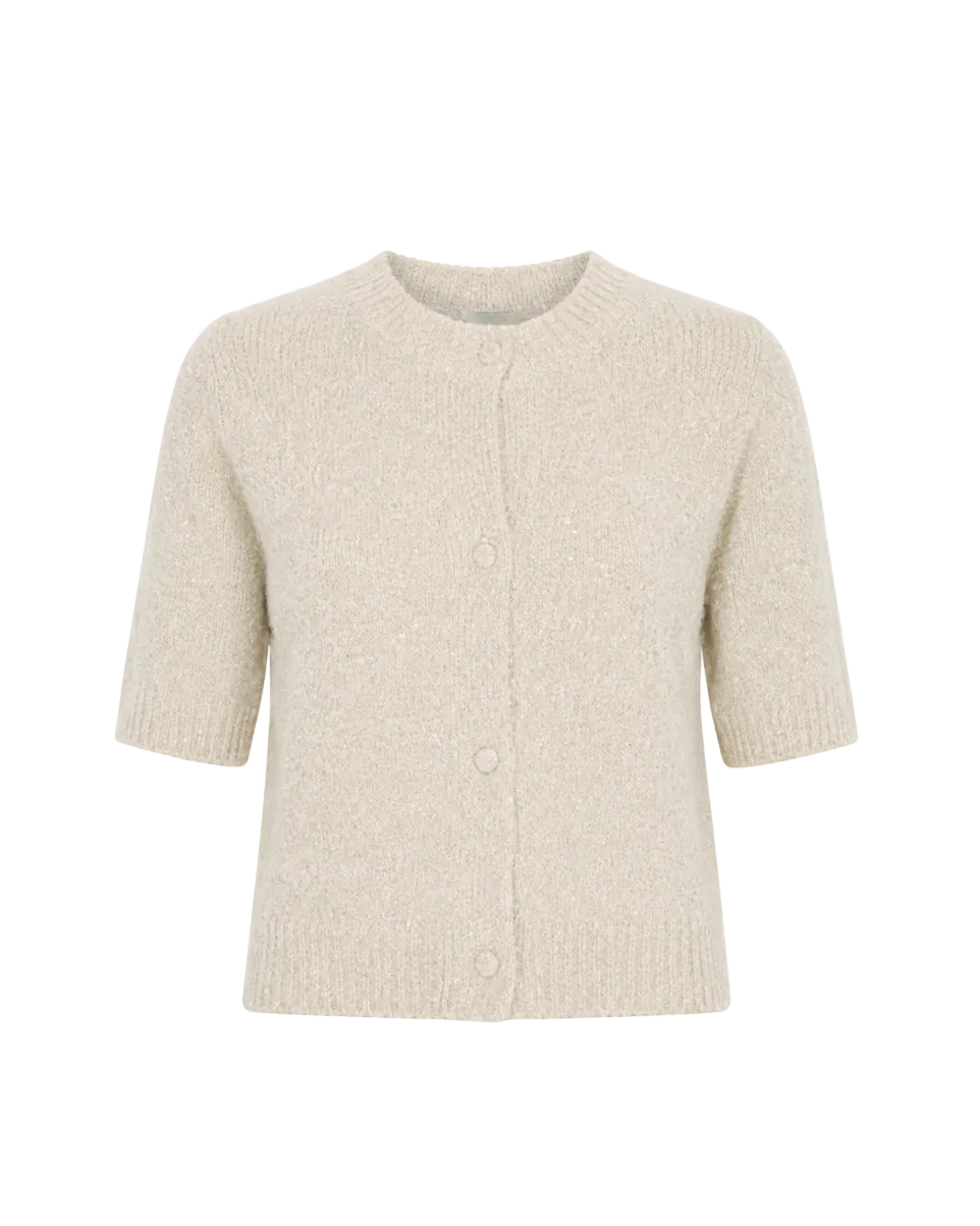Kennedy Lurex Feather Cardigan - Silky Cream