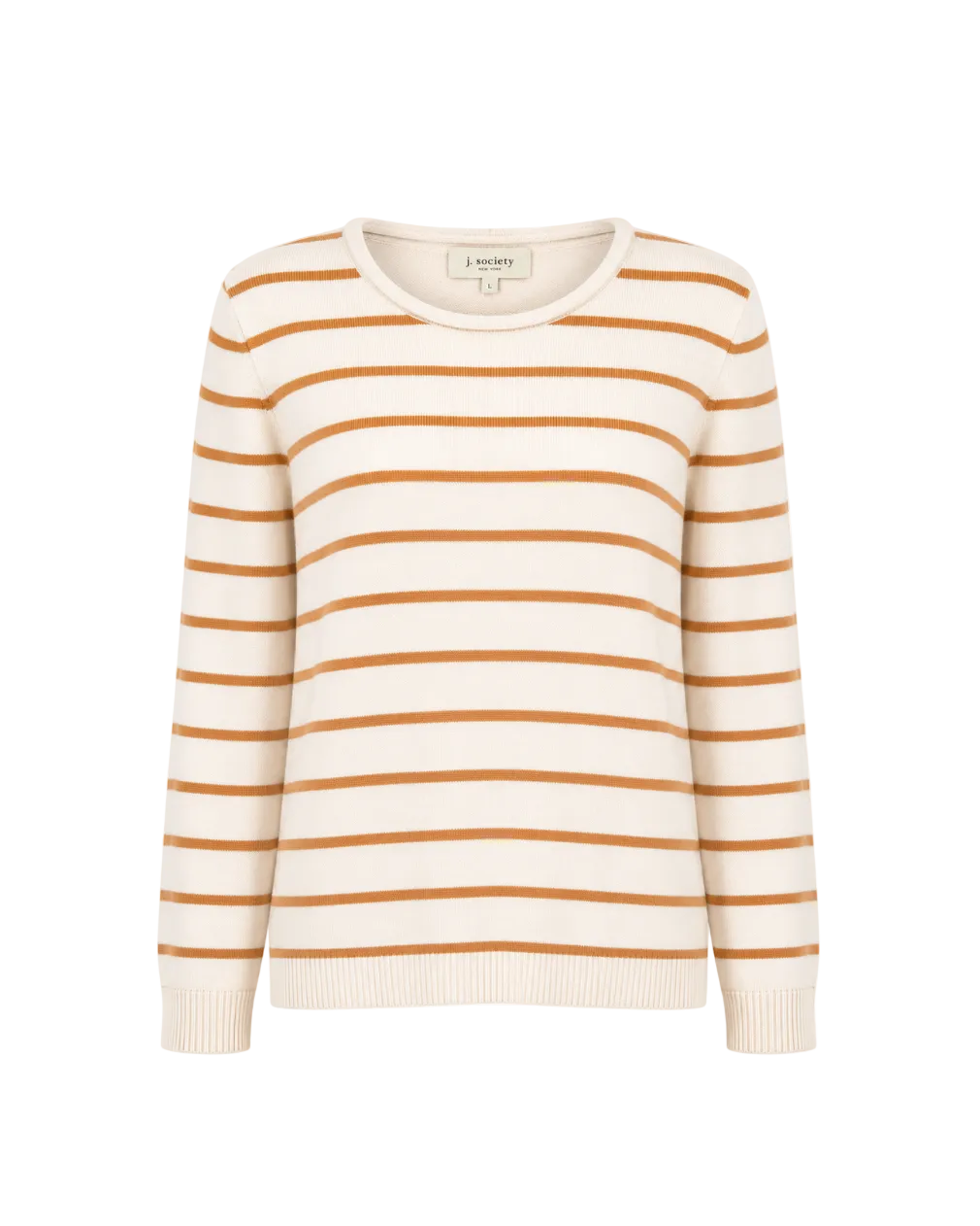 Striped Crew Sweater - Cream Camel