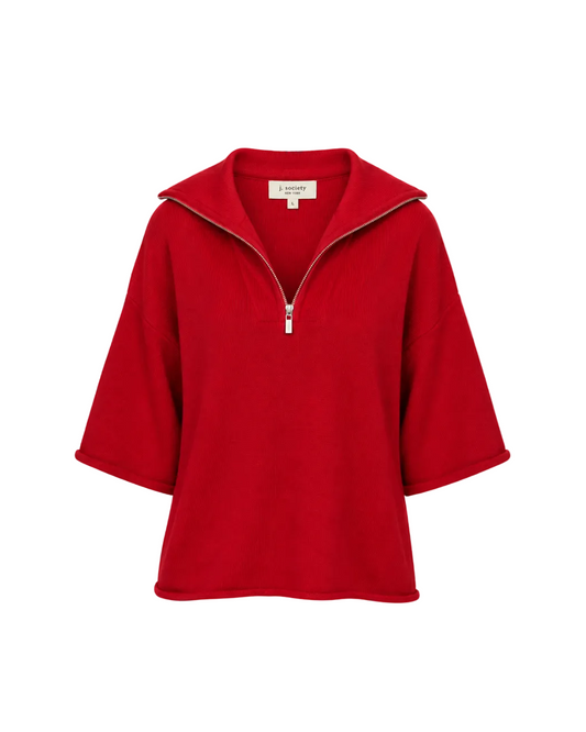 Quarter Zip Sweater - Red