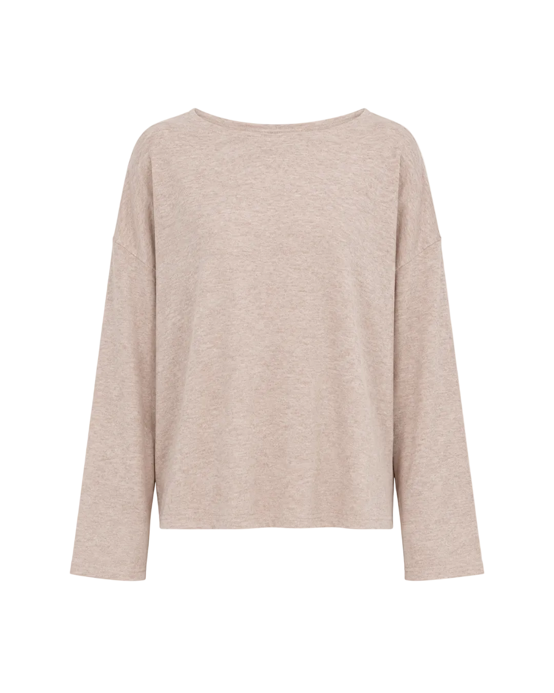 Sweater Knit Boat Neck Top - Oatmeal
