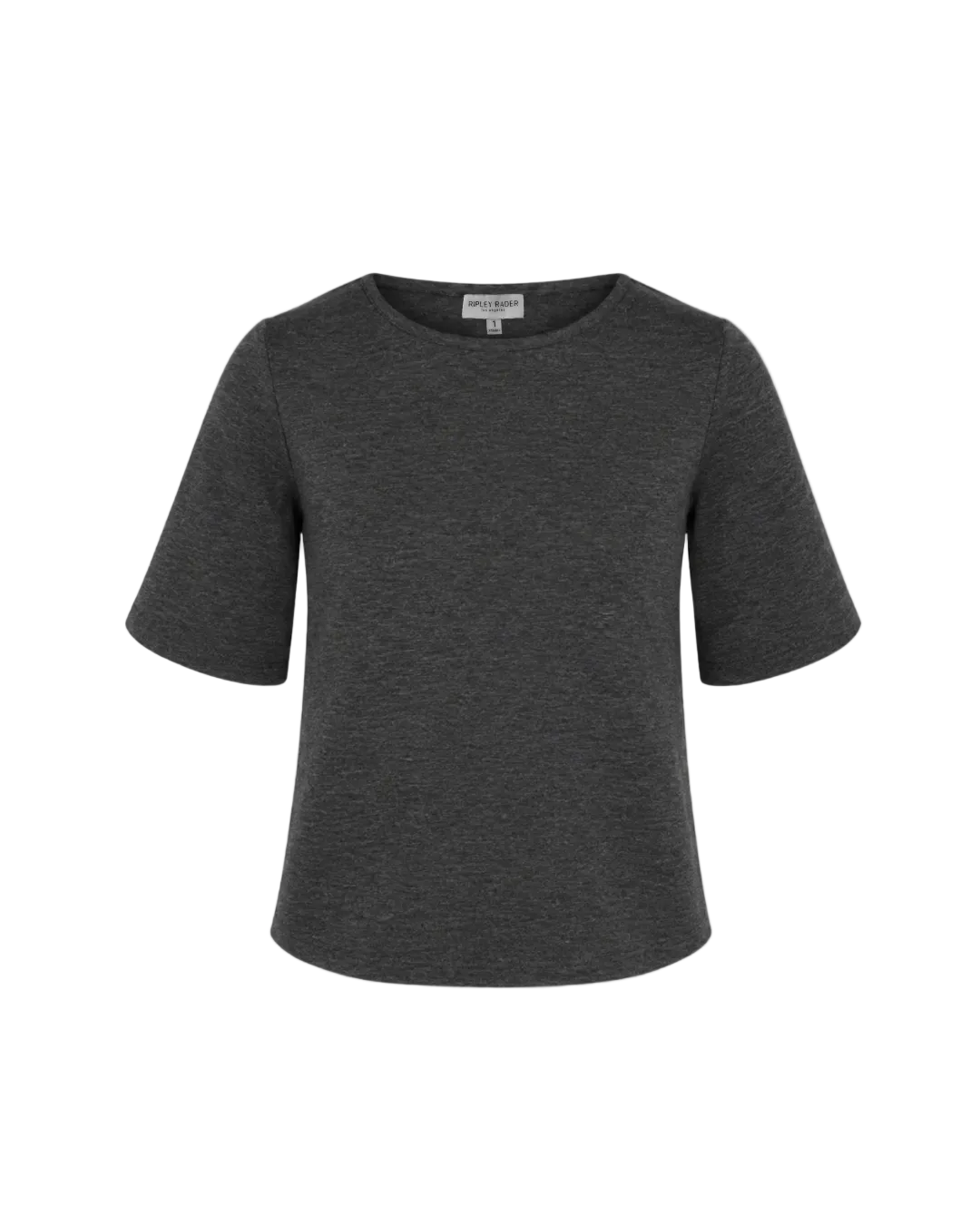 Ponte Knit Extended Short Sleeve Top - Charcoal