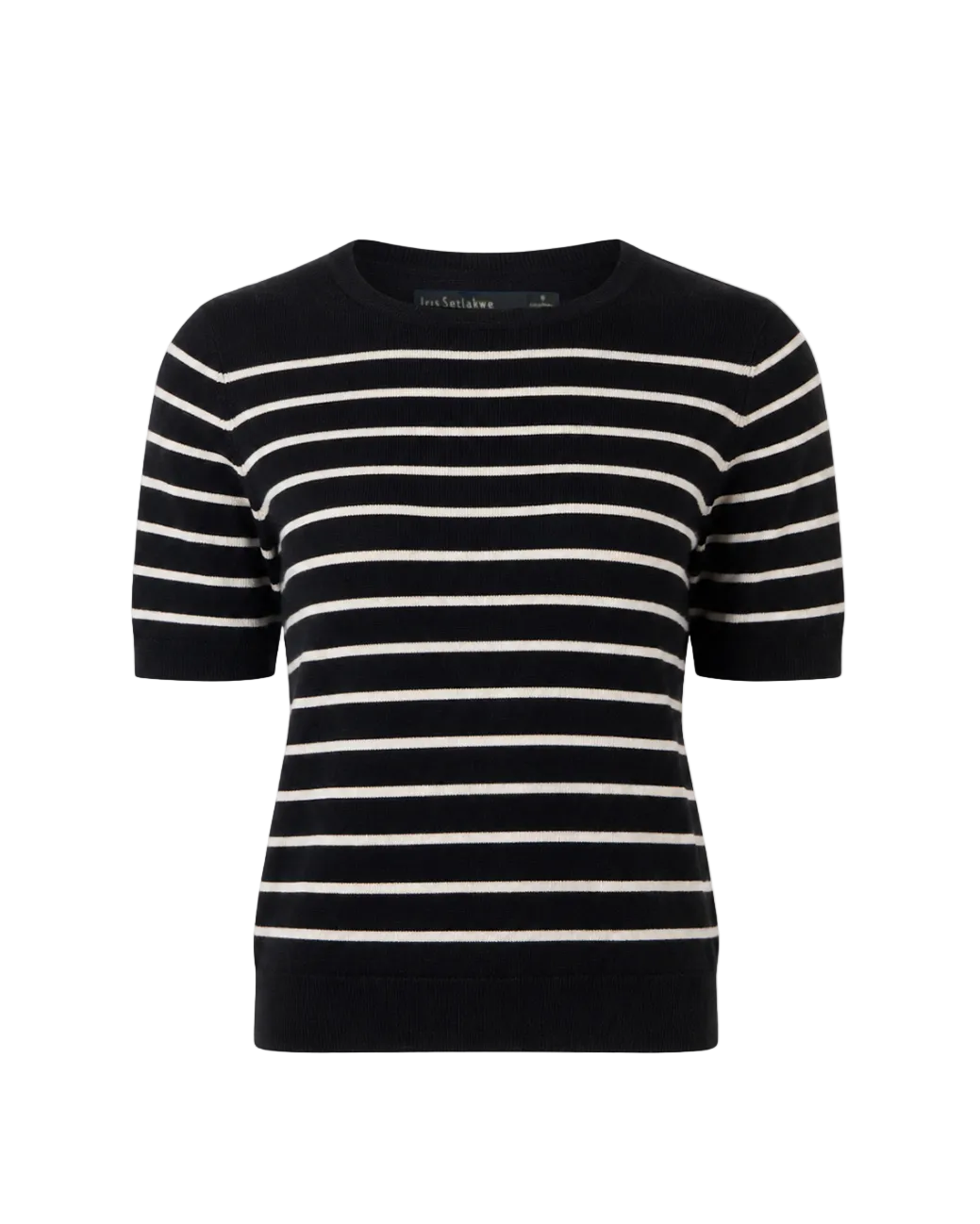 Fine Merino Blend Striped T-Shirt - Black Bone
