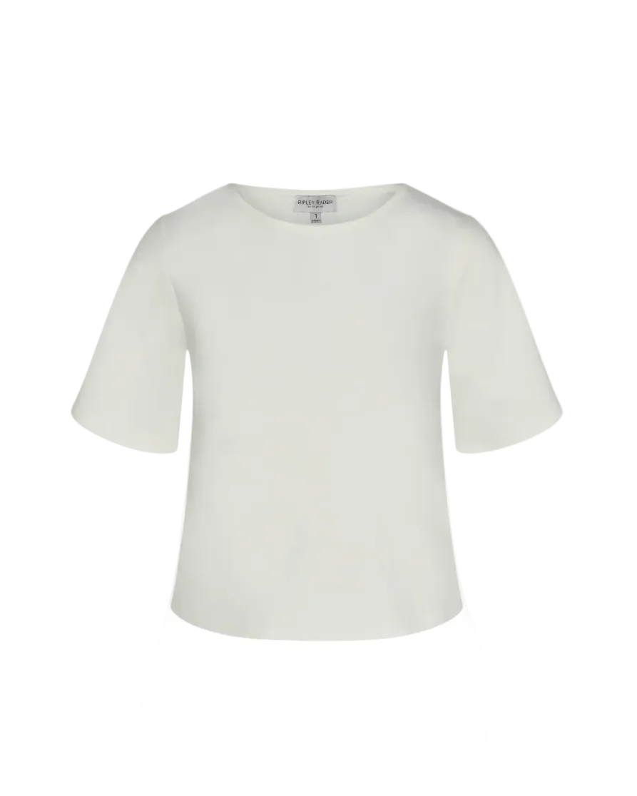 Ponte Knit Short Sleeve Top Extended - Off White
