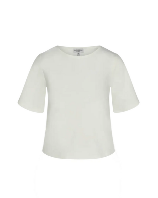 Ponte Knit Short Sleeve Top Extended - Off White