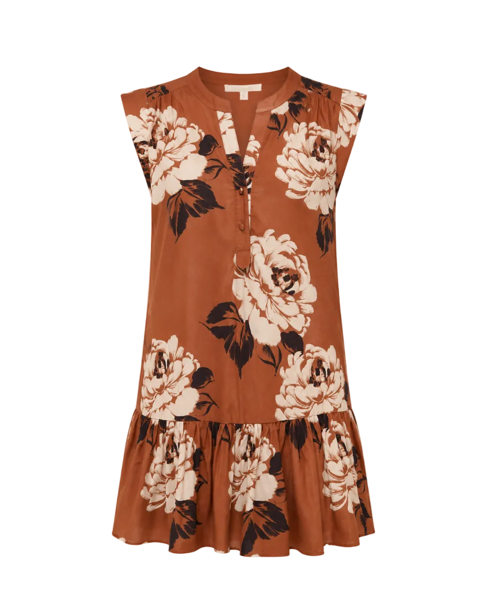 Anni Dress - Copper Dry Brush Floral