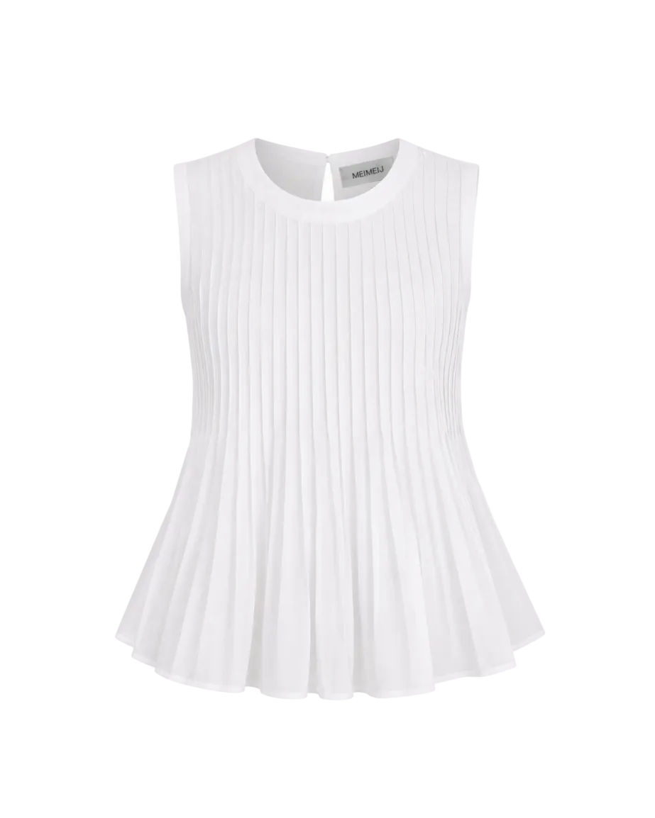 Pleated Tank - White