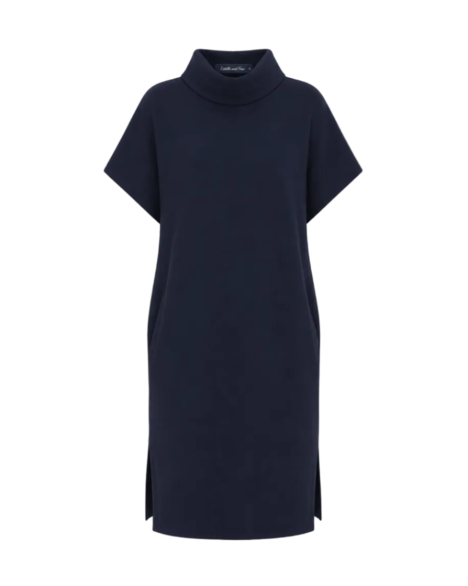Cowl Neck Dress - Navy