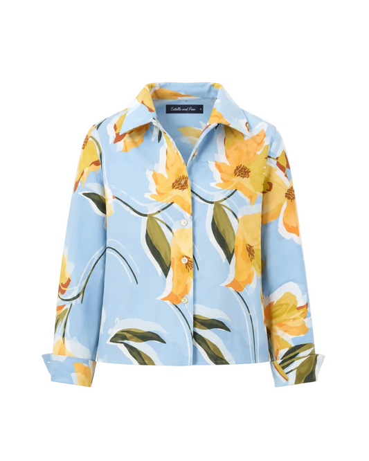 Cropped Back Pleated Shirt - Tahiti