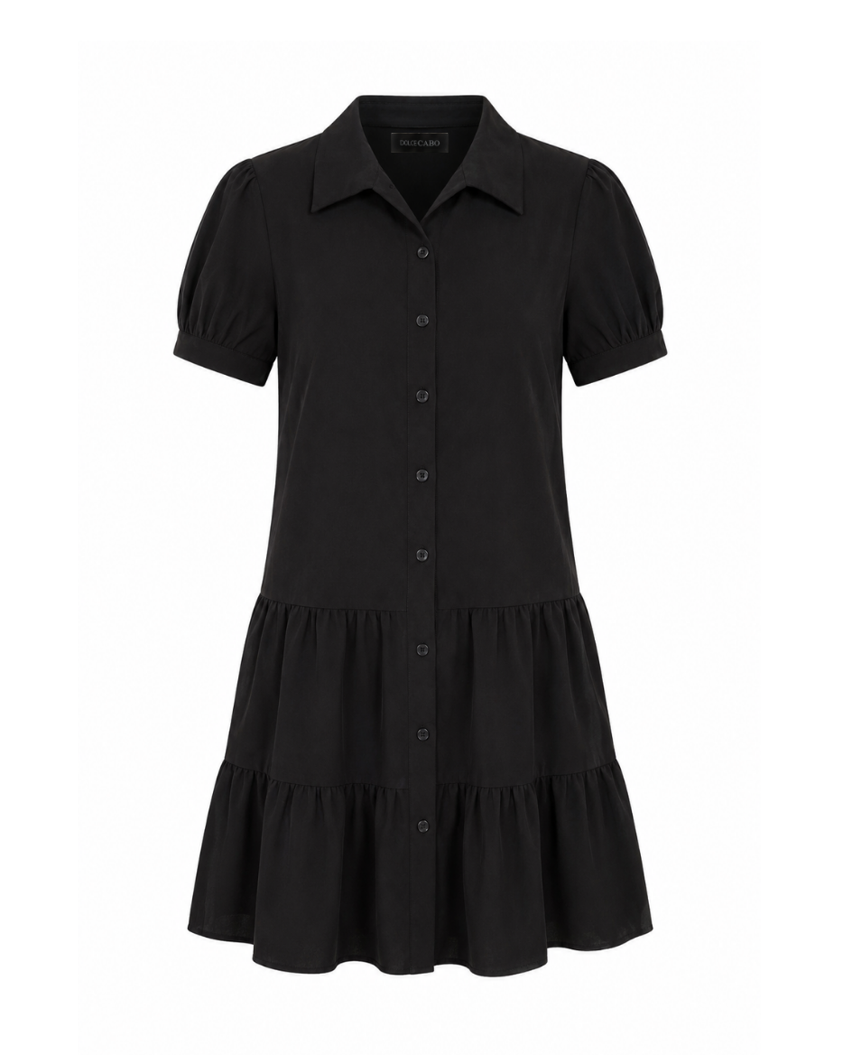 Stretch Ponti Drop Waist Dress - Black