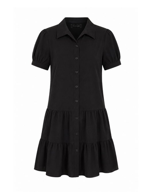 Stretch Ponti Drop Waist Dress - Black