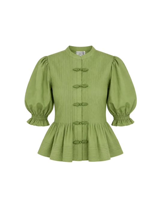 Calvin Pintucked Top - Evergreen