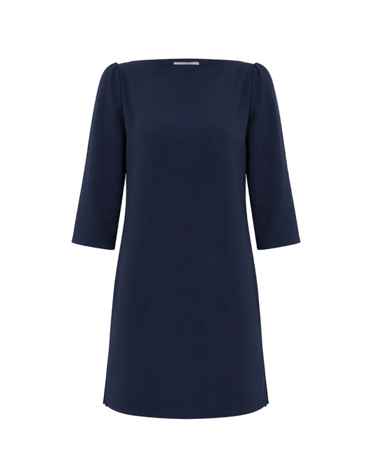 Ponte Knit A-line Dress - Navy