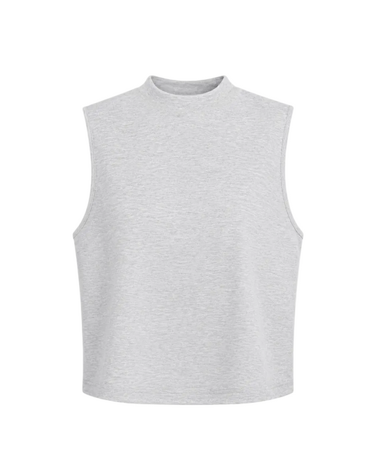 Scuba Cowl Neck Top - Heather Grey