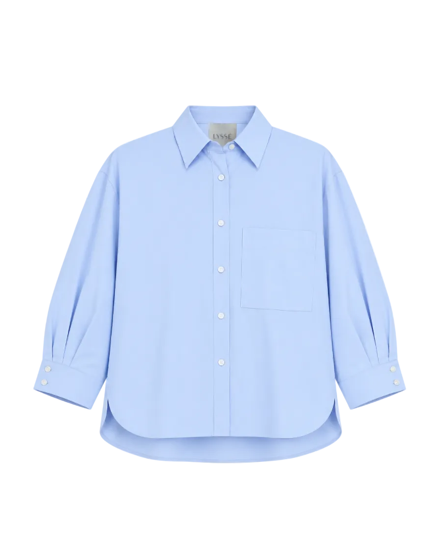 Enid Oversized Cropped Shirt - Blue