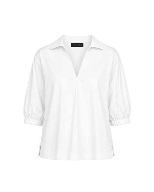 Poplin Johnny Collar Shirt - White