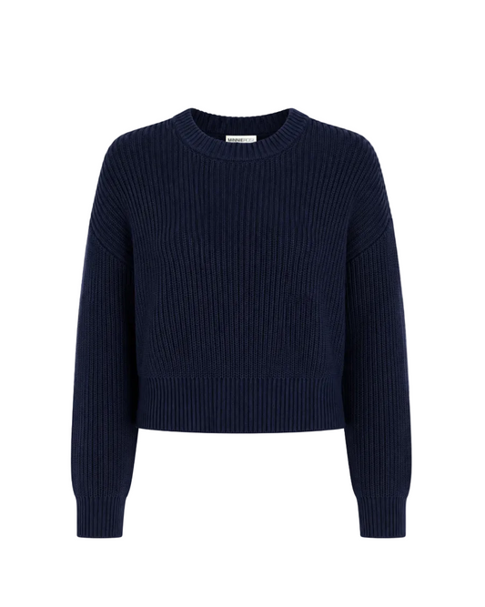 Cotton Shaker Longsleeve Crew - Navy