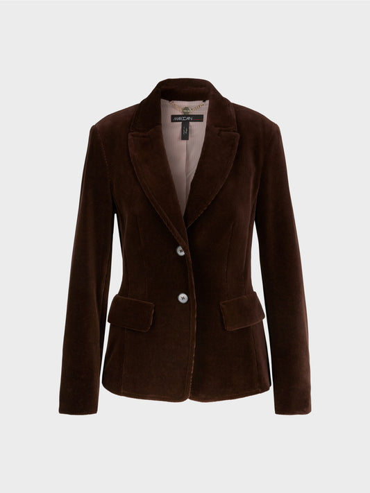 Trendy Corduroy Blazer - Dark Wood