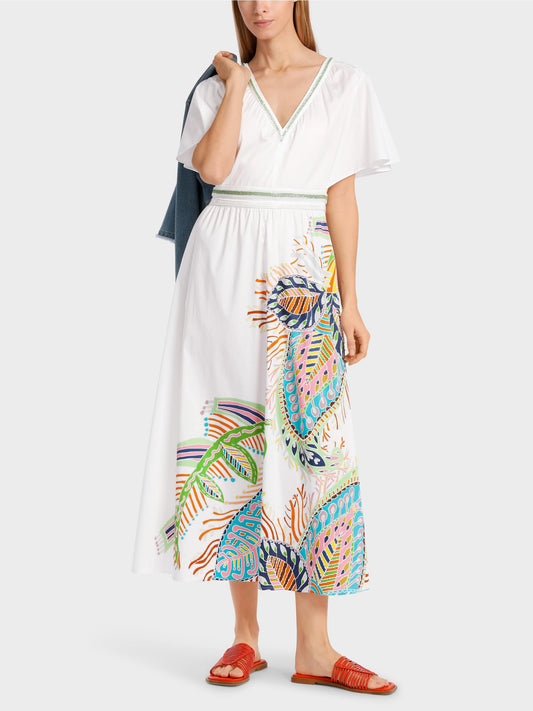 Fancy Leaf Maxi Dress - White