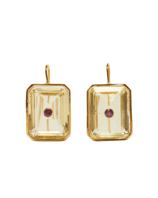 Tile Earrings - Citrine