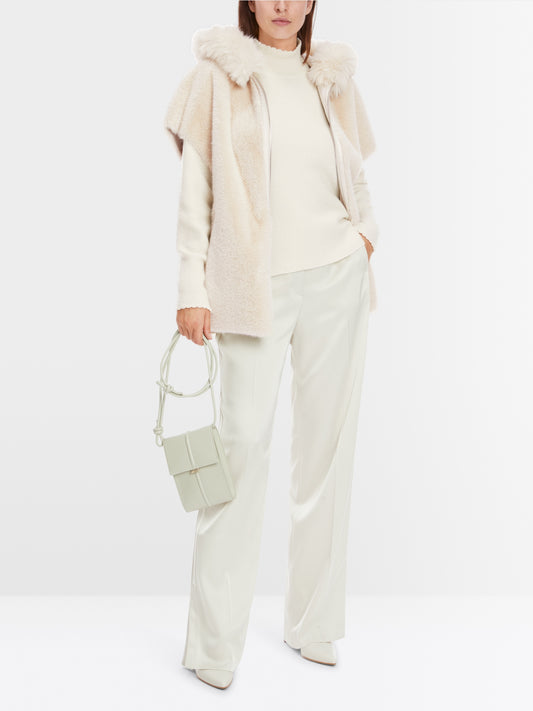 Oversized hooded vest in fun fur - Smoke