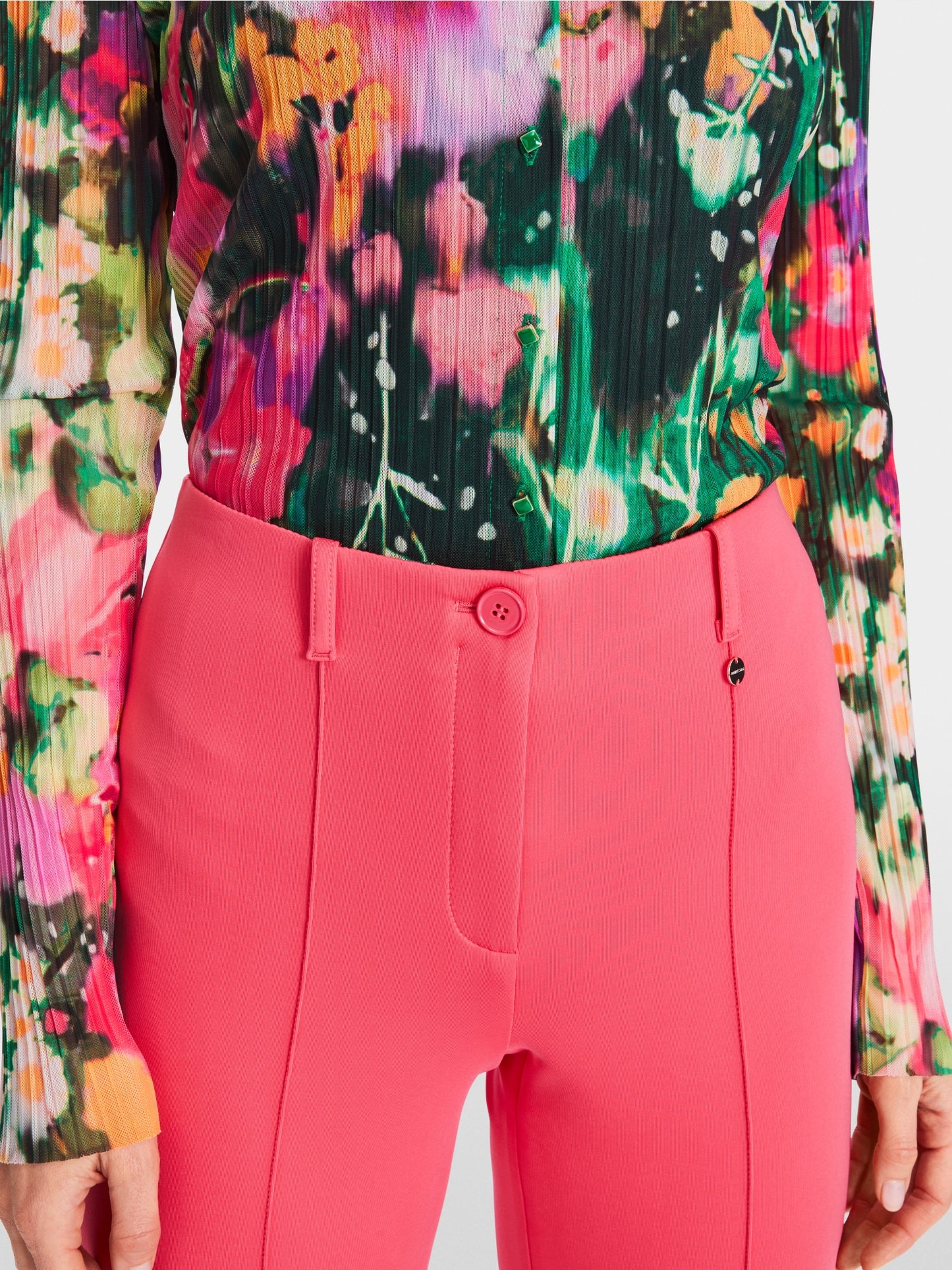 SYDNEY Slim-Fit Scuba Jersey Trousers - Neon Soft Coral