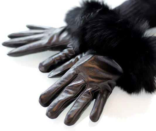 Fox Fur Glove - Black