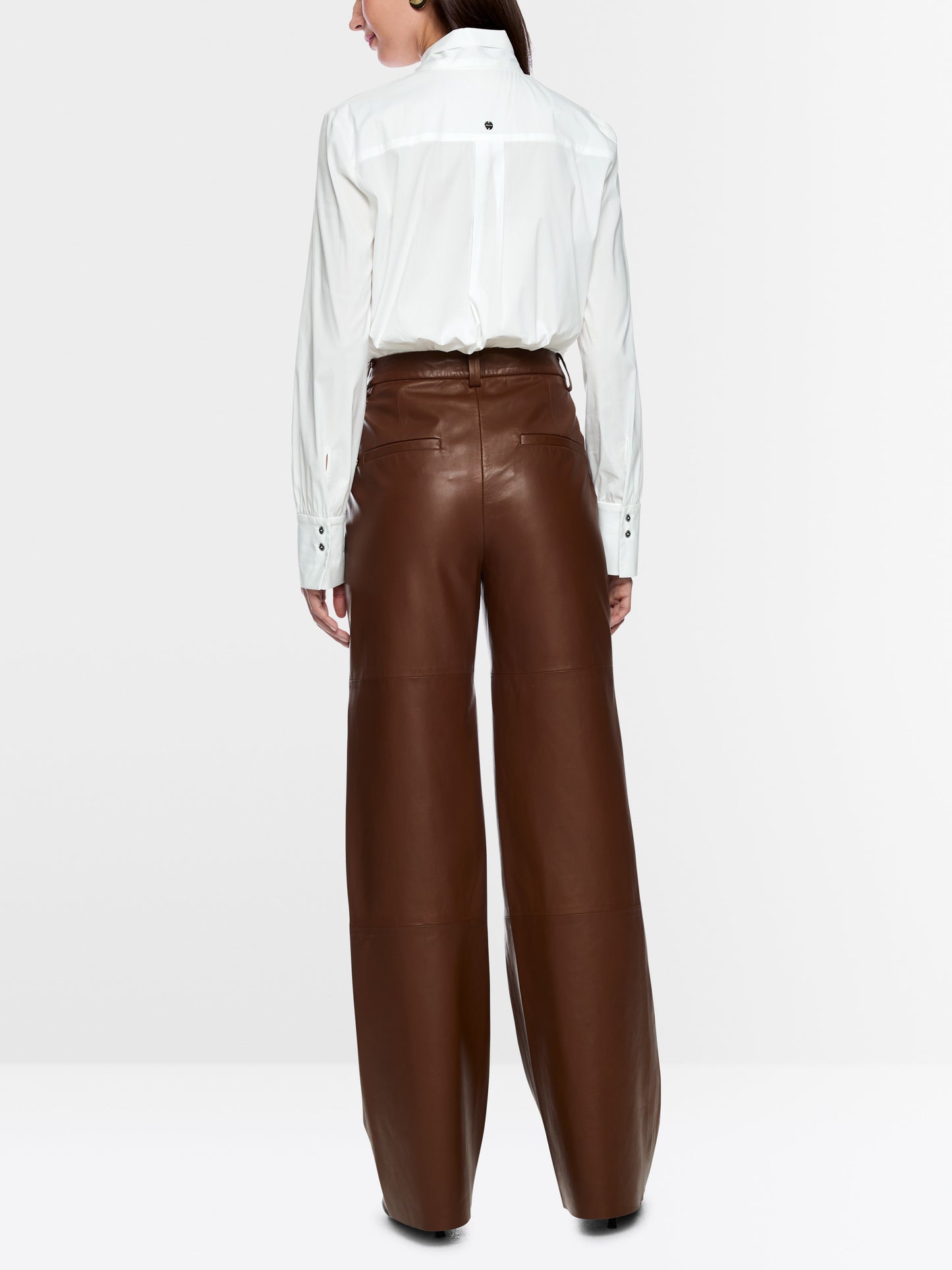 Cotton Stretch Bow Blouse - White