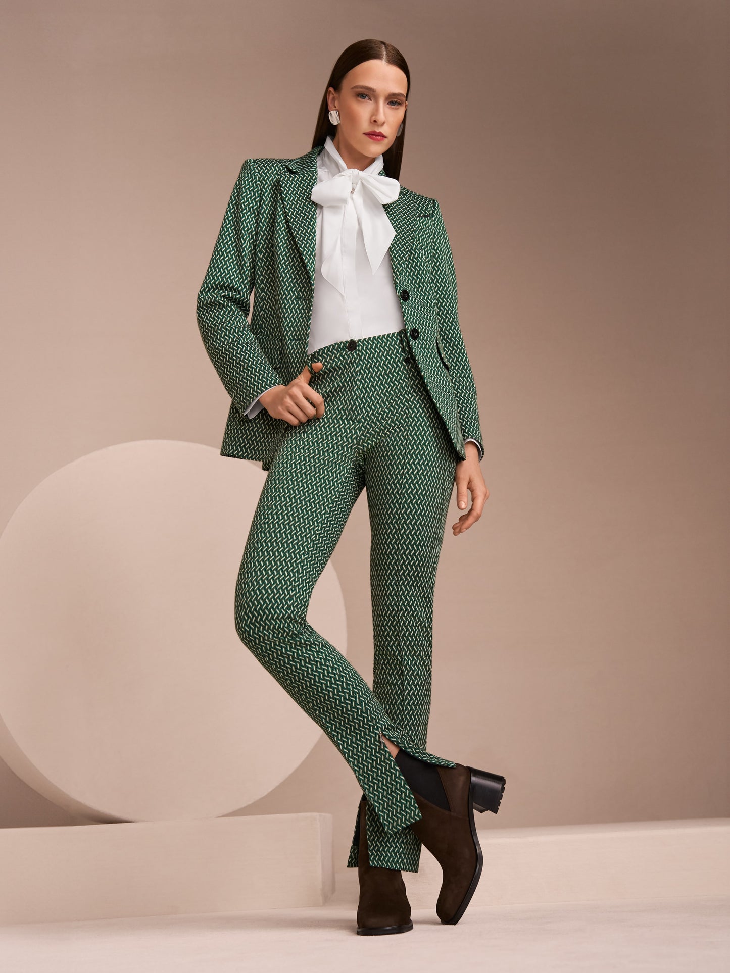 Cotton Stretch Bow Blouse - White