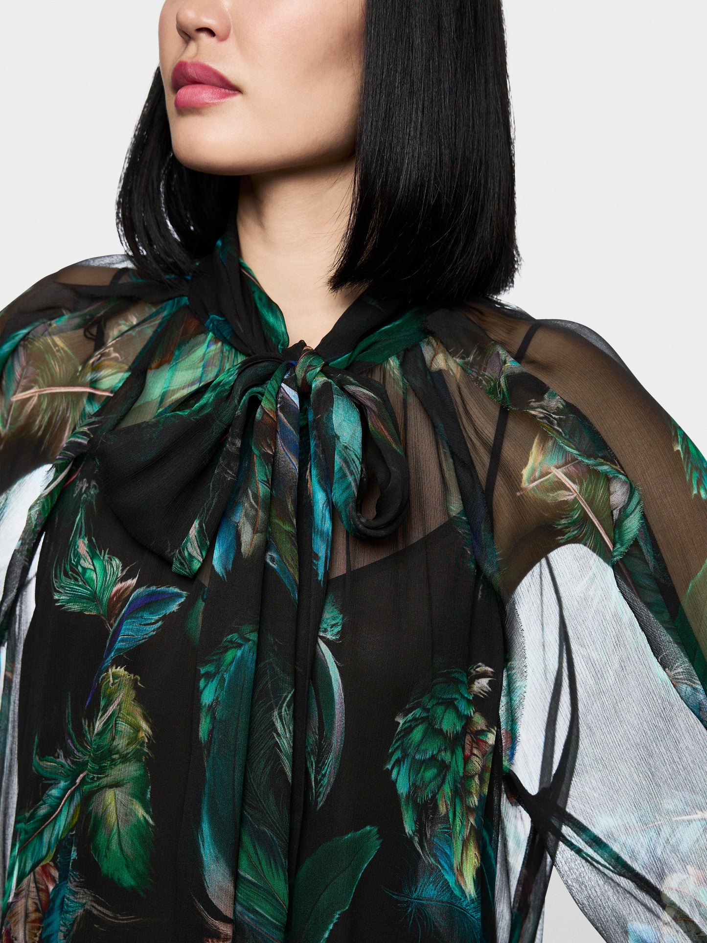 Transparent Viscose Blouse - Dark Jade Green
