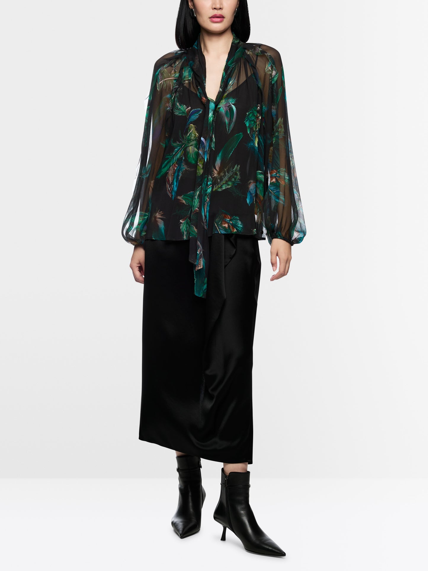 Transparent Viscose Blouse - Dark Jade Green