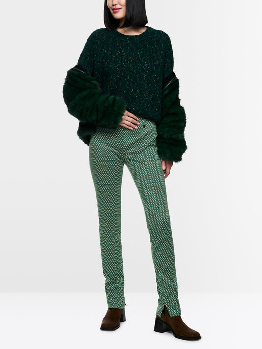 Sydney Trousers in Herringbone - Dark Jade Green
