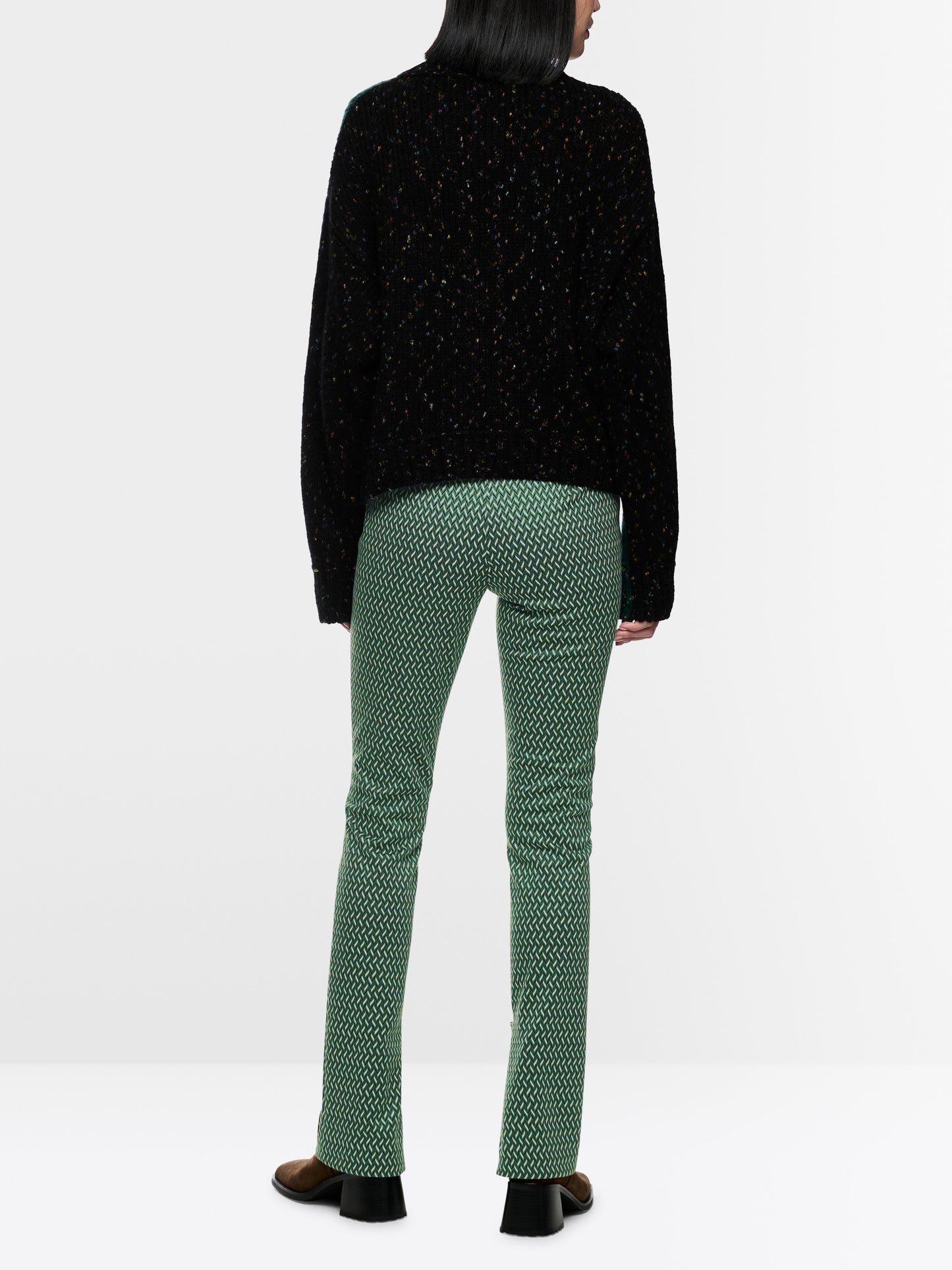 Sydney Trousers in Herringbone - Dark Jade Green