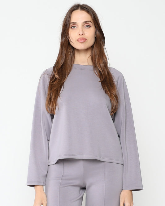 Oversized Raglan Top - Silver