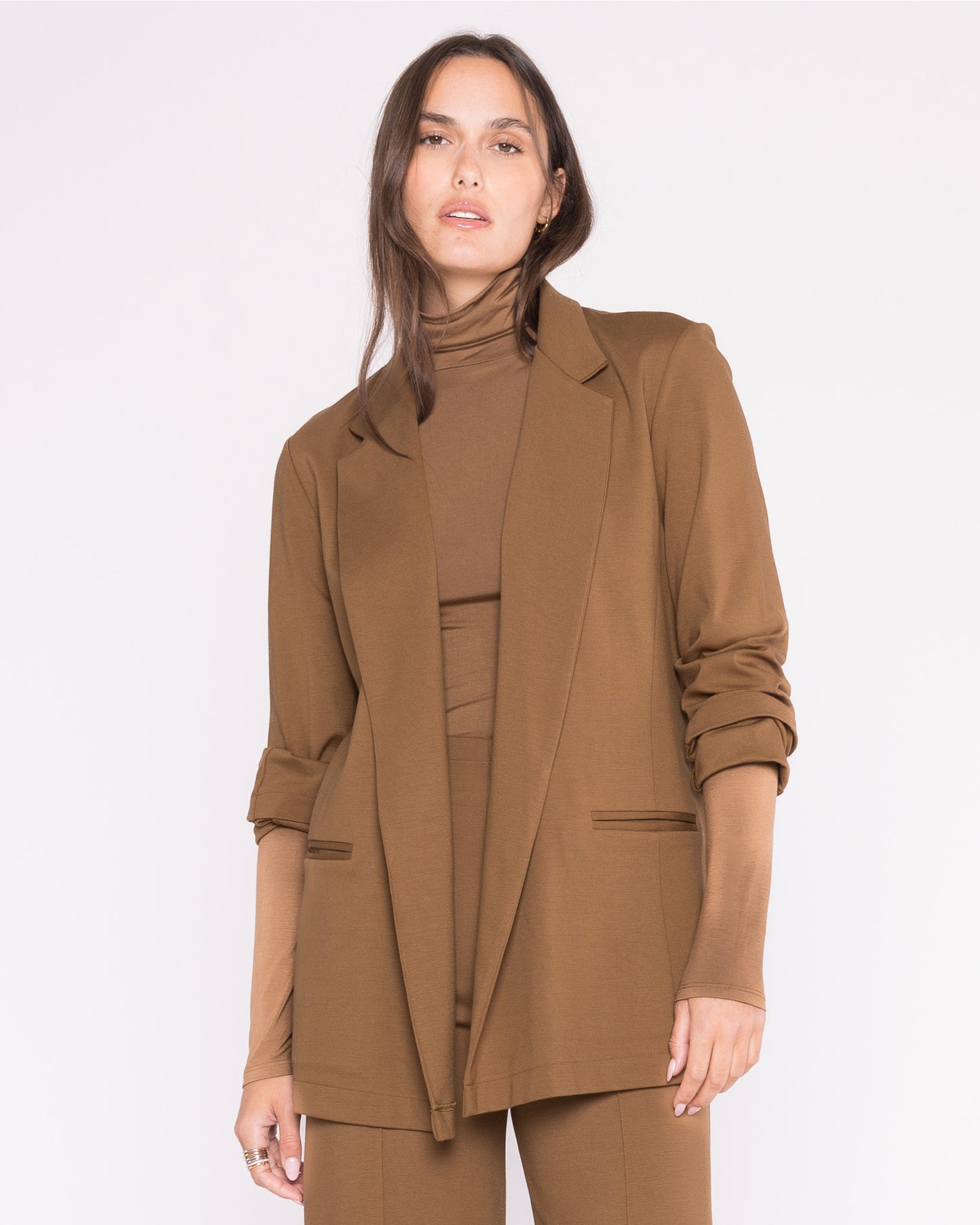 Ponte Knit Oversized Blazer - Camel