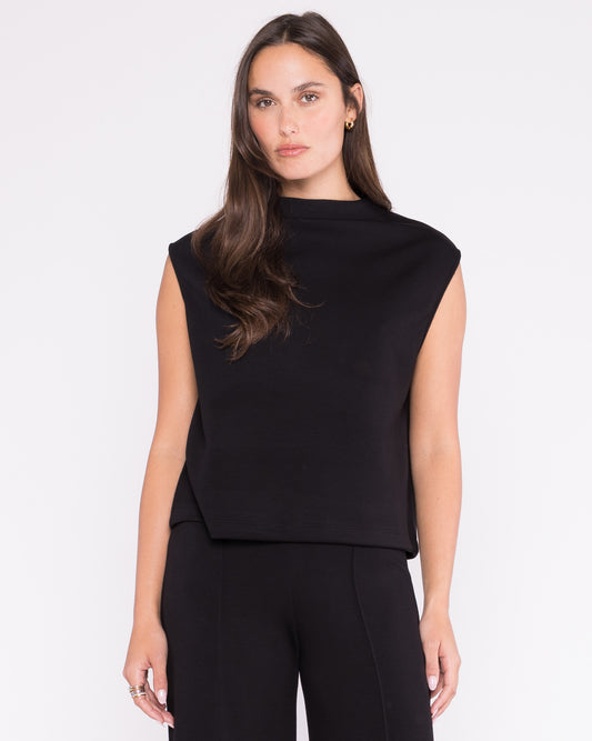 Scuba Cowl Neck Top - Black