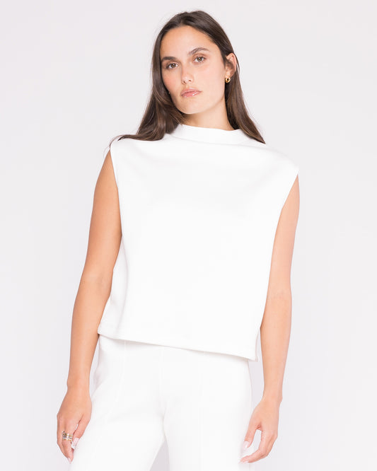 Scuba Cowl Neck Top - Off White