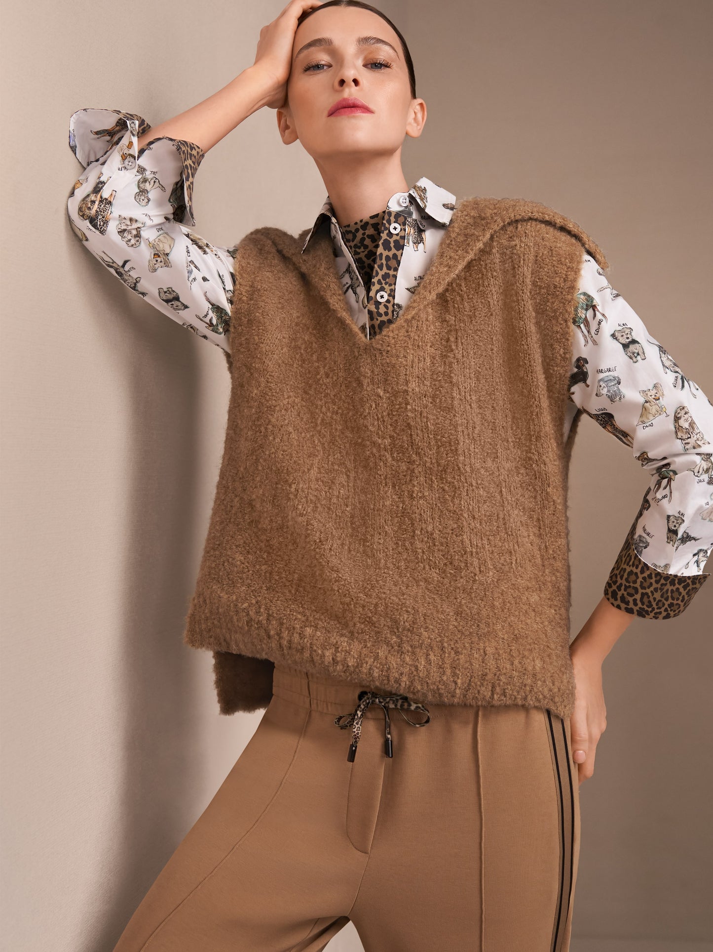 Knitted in Germany Collared Slipover - Milk Coffee