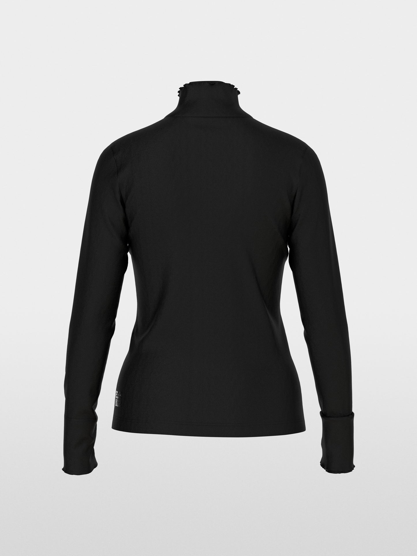 Plain Long-Sleeved Turtleneck Shirt - Black