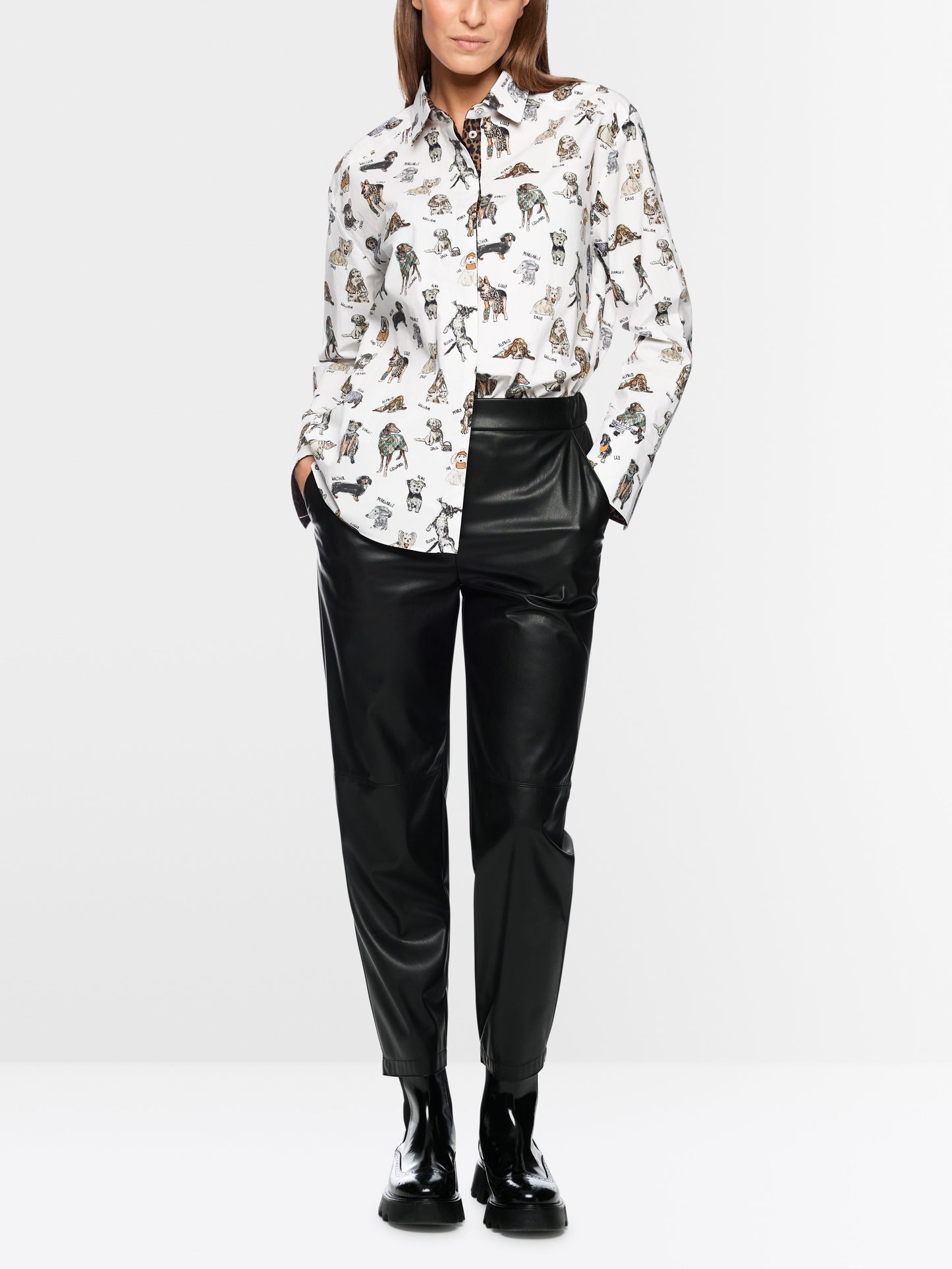 Rethink Together Blouse with Dog Print - White