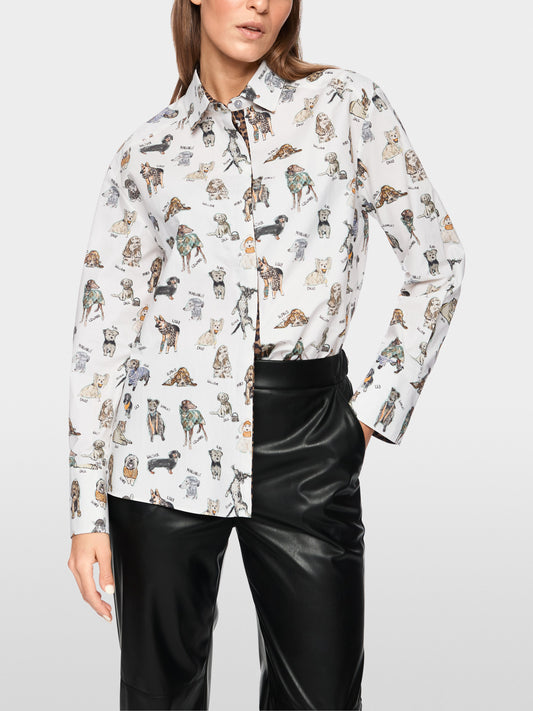 Rethink Together Blouse with Dog Print - White