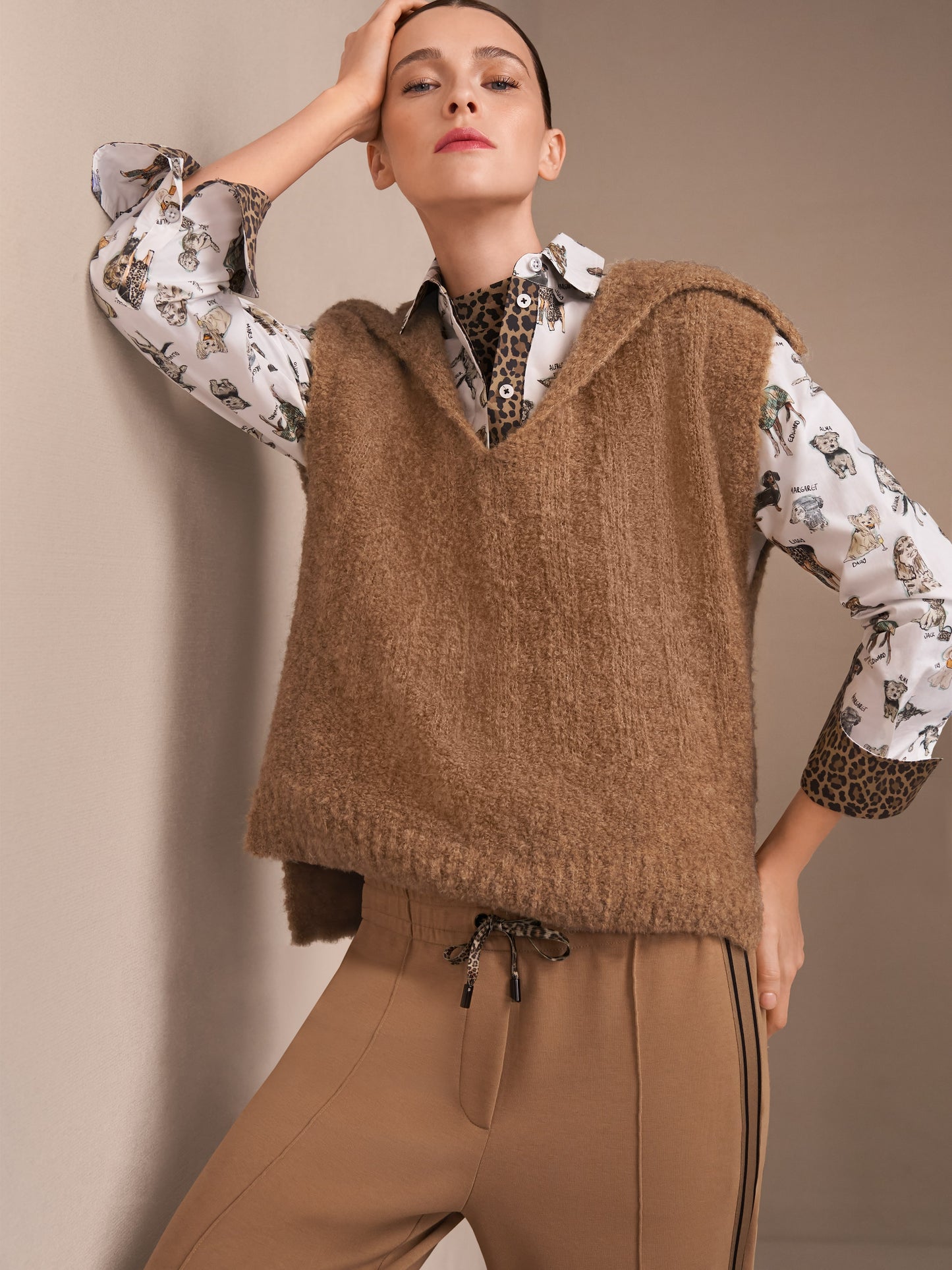 Rethink Together Blouse with Dog Print - White