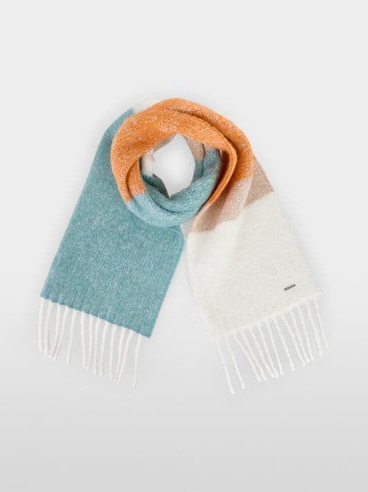Warm Scarf in Colour Block Look - Soft Teal