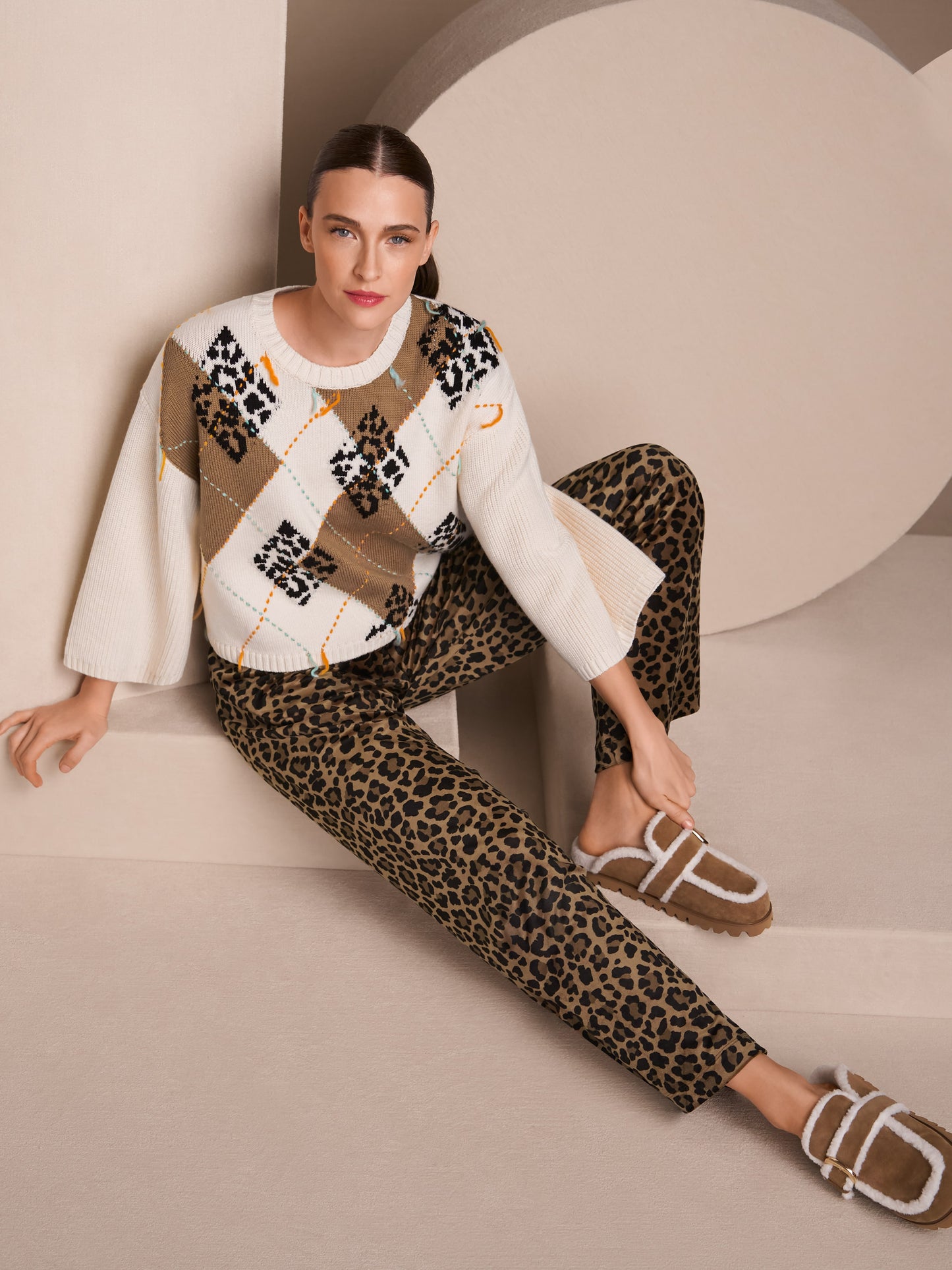 Calfskin Suede Loafers with Buckle - Milk Coffee