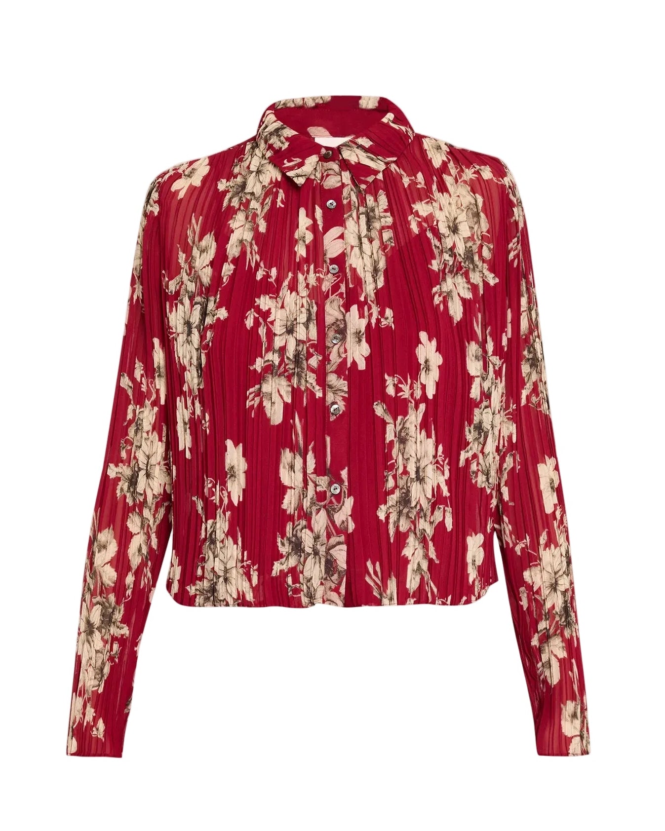 Handsketched Floral Delaine Top - Berrywine Gardenia